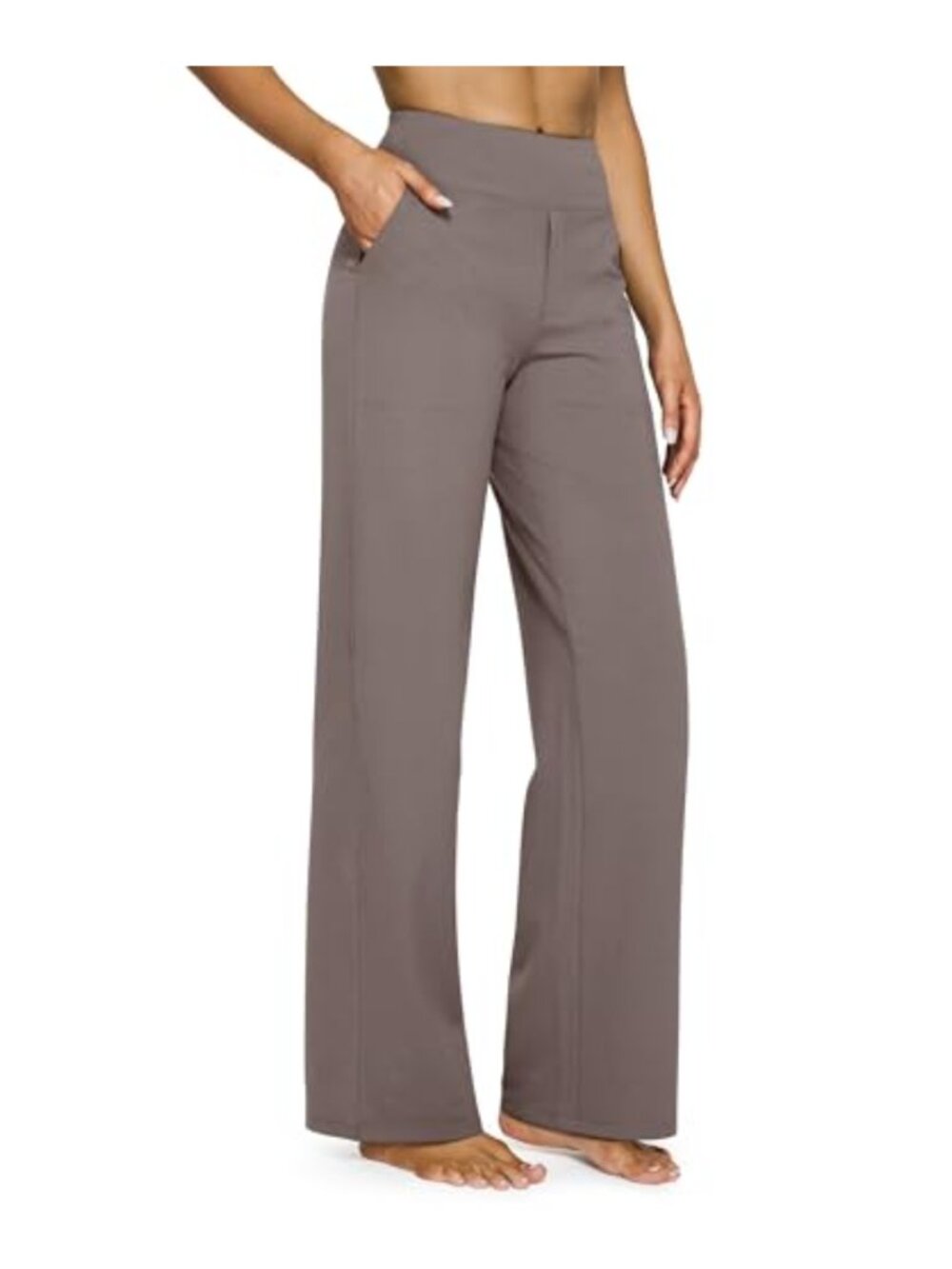 Wide Leg High Waist Yoga Dress Pants with Pockets
